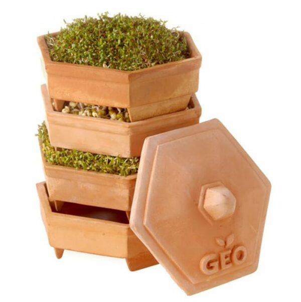 GEO Terracotta Sprouter Tower - with sprouts